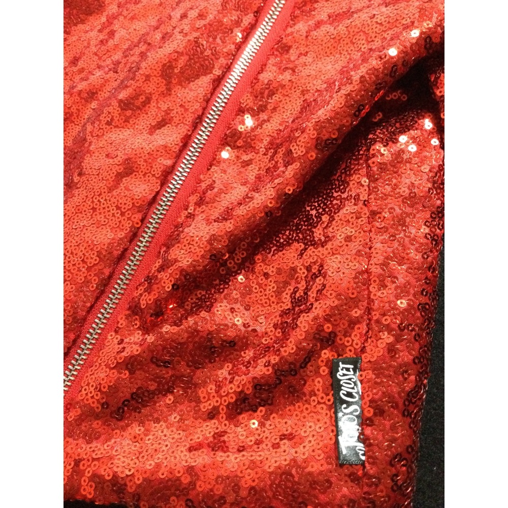 Jojo's Closet Red Sequin Moto Jacket Girls Size S 6X Shimmer Glitter Outerwear - Picture 3 of 8